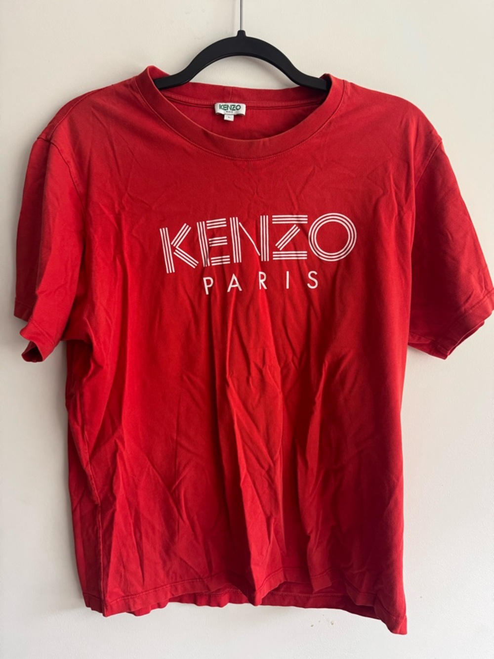 Kenzo Red Short Sleeve Logo Tee with White Print
